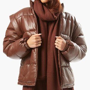 WeWoreWhat Snap Off Sleeve Matte Faux Leather Puffer Jacket- Never worn tags on